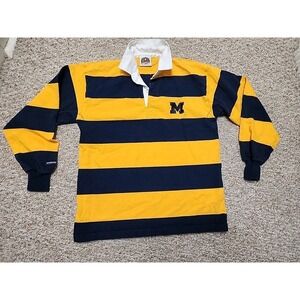Barbarian Rugby Wear Shirt XL Mens Maize Blue Michigan Striped Made In Canada